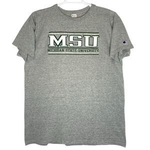 Vintage Champion MSU Michigan State Spartans T-Shirt Gray XL Single Stitch USA